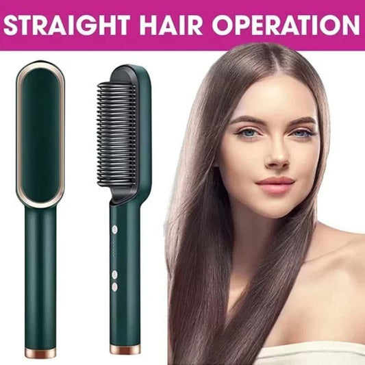 Corded Electric Hair Straightener Brush – Fast Heat Anti-Frizz Styling Comb