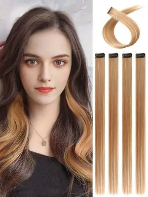 Black Full Length Synthetic Hair Extensions for Women – Natural Look, Easy Clip-In Hair