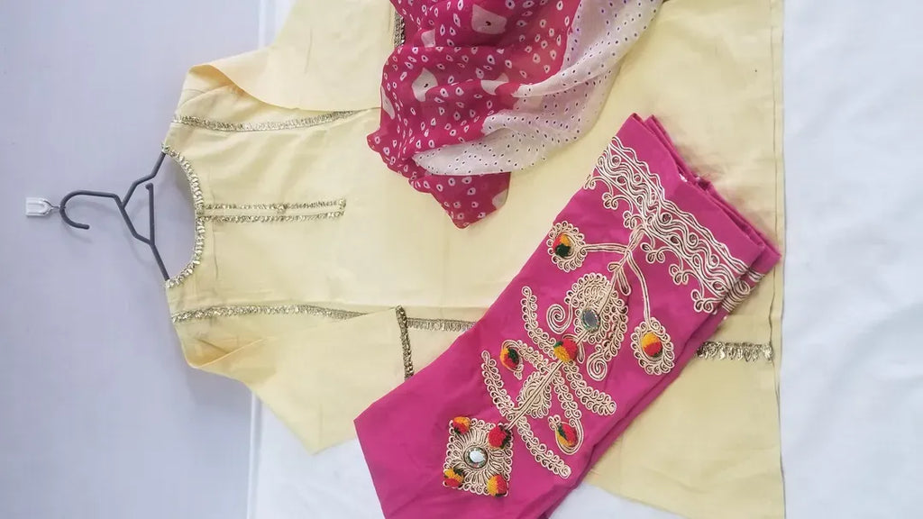 Pakistani Yellow Embroidered 3-Piece Lawn Suit with Dupatta 💛