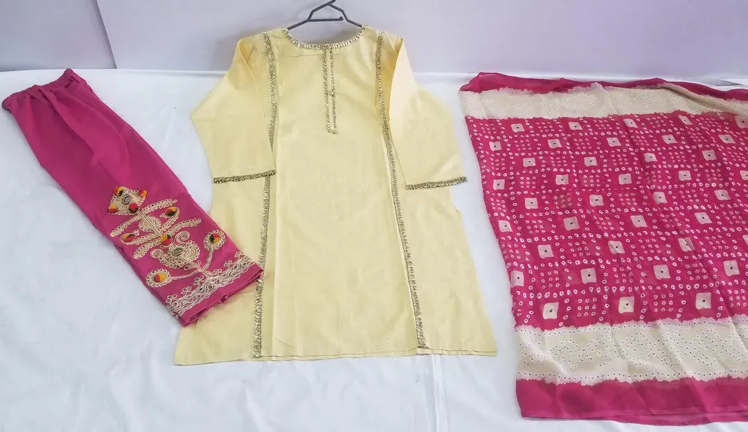 Pakistani Yellow Embroidered 3-Piece Lawn Suit with Dupatta 💛