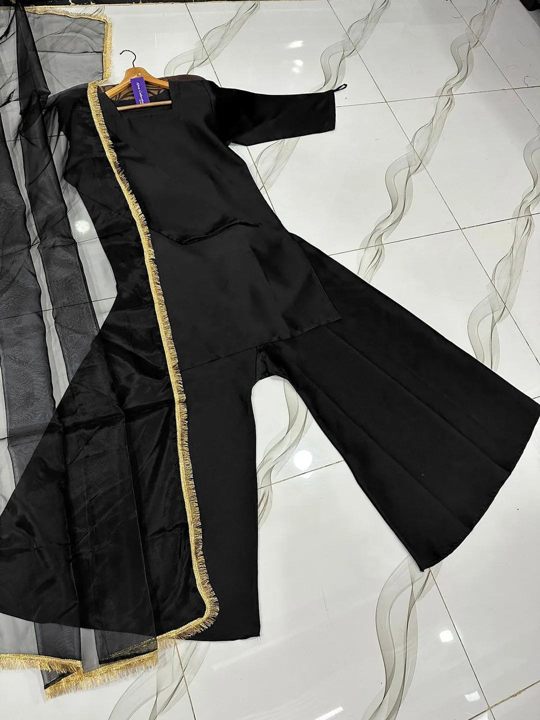 3 Pcs Women's Stitched Silk Lace Work Suit – Elegant Party & Festive Wear