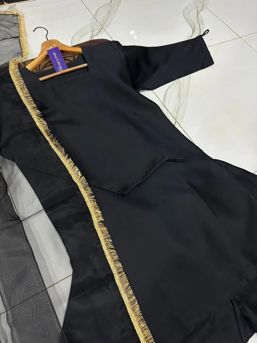3 Pcs Women's Stitched Silk Lace Work Suit – Elegant Party & Festive Wear