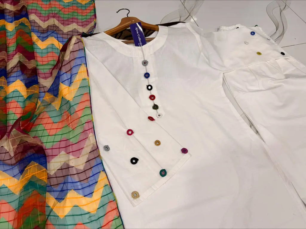3 Pcs Women's Stitched Cotton Sheesha Work Suit
