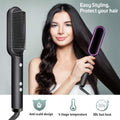 Corded Electric Hair Straightener Brush – Fast Heat Anti-Frizz Styling Comb