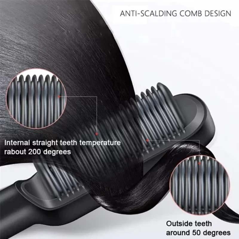 Corded Electric Hair Straightener Brush – Fast Heat Anti-Frizz Styling Comb