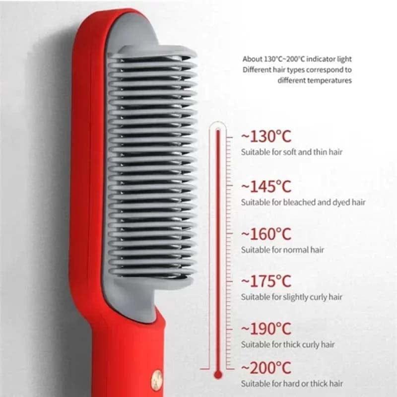 Corded Electric Hair Straightener Brush – Fast Heat Anti-Frizz Styling Comb