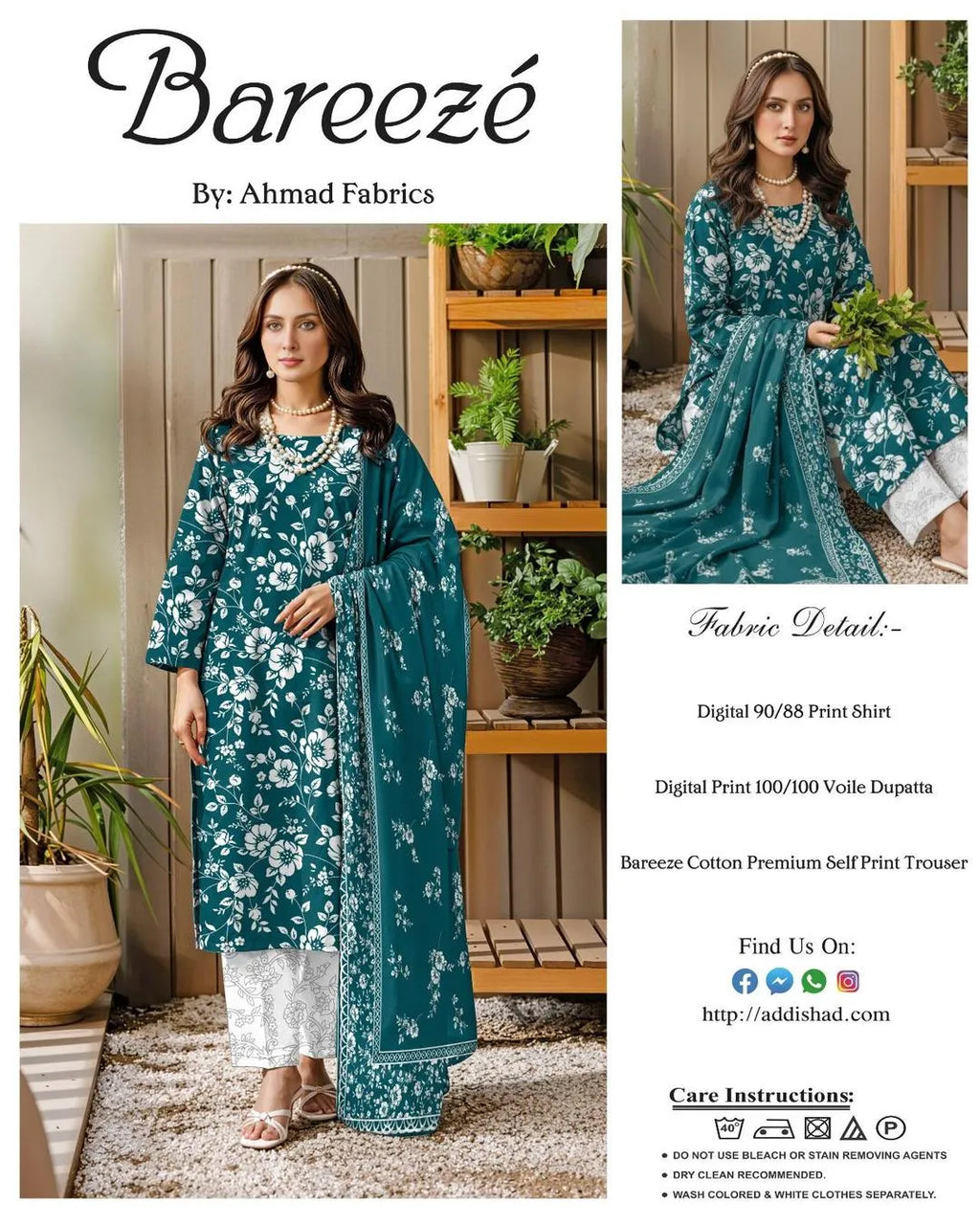Blue Digital Print Lawn 3Pcs Set for Women | Premium Stitched Lawn Suit